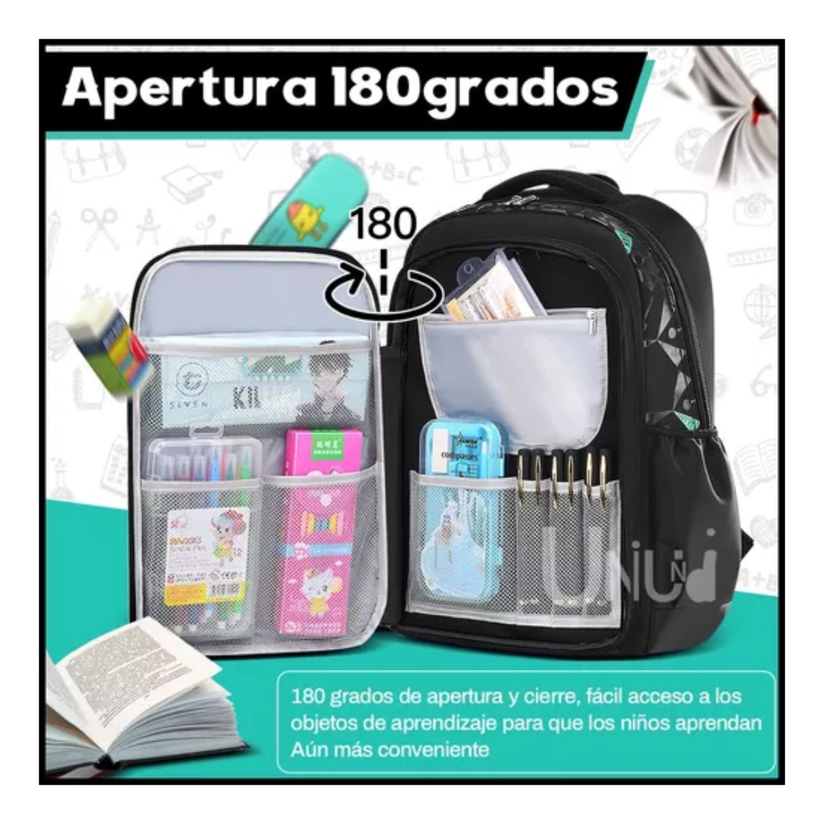 Mochila escolar viaje Escolar Viaje  color azul oscuro 30L Negro