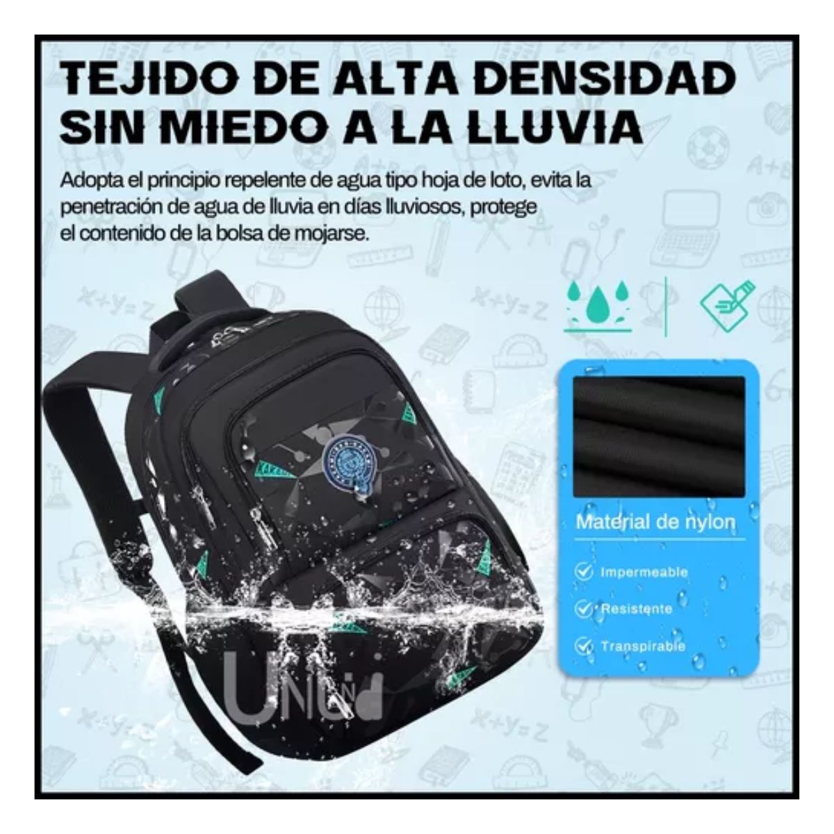 Mochila escolar viaje Escolar Viaje  color azul oscuro 30L Negro