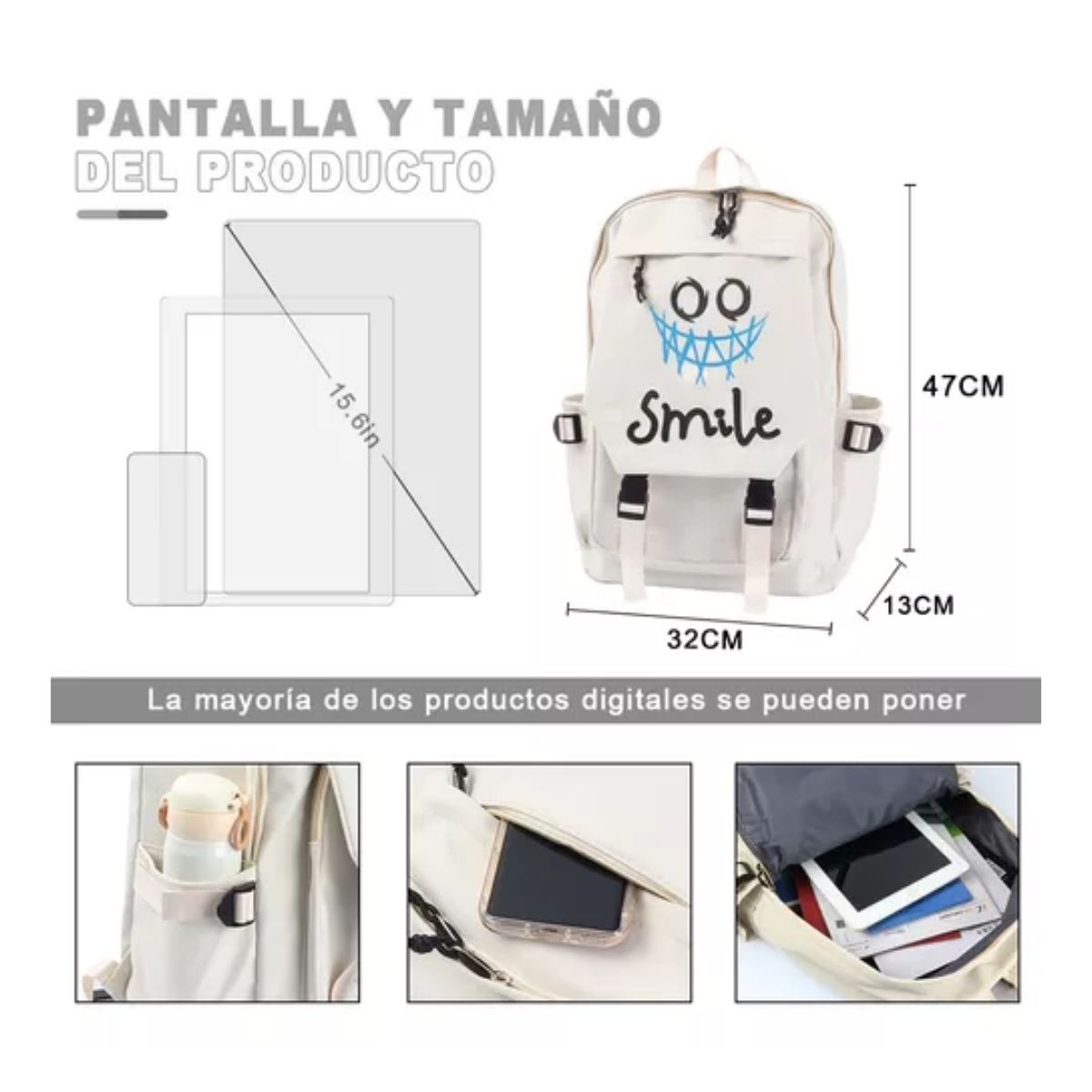 Mochilas Escolares De Moda Impermeable Blanco