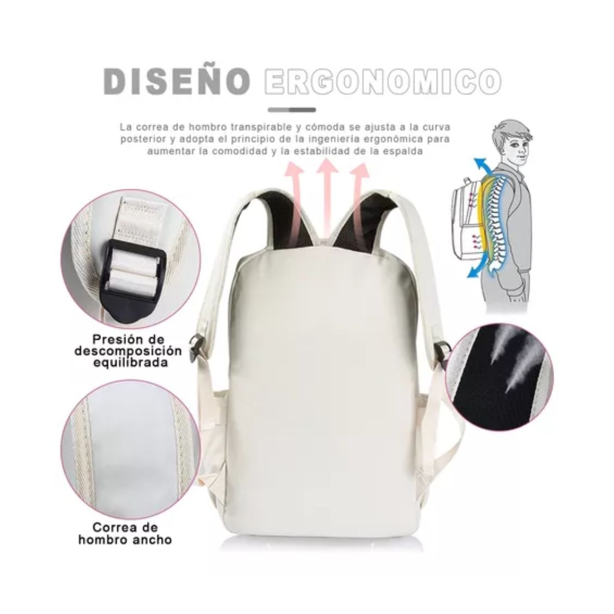 Mochilas Escolares De Moda Impermeable Blanco