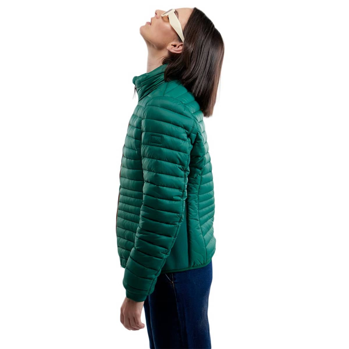 Chamarra de mujer con capucha, capitonada, color verde, marca