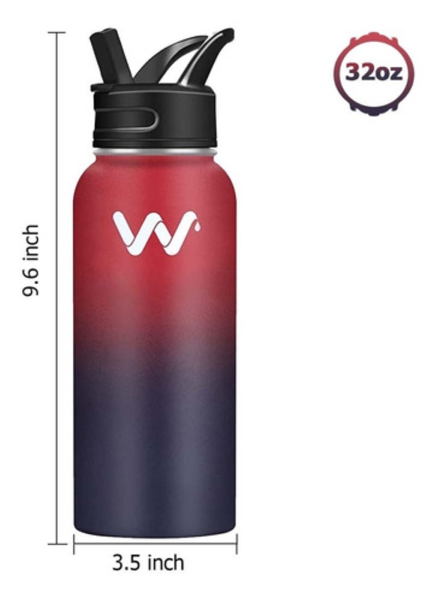 Termo Botella Acero Inoxidable Frio Caliente Portatil 32oz Rojo y azul oscuro