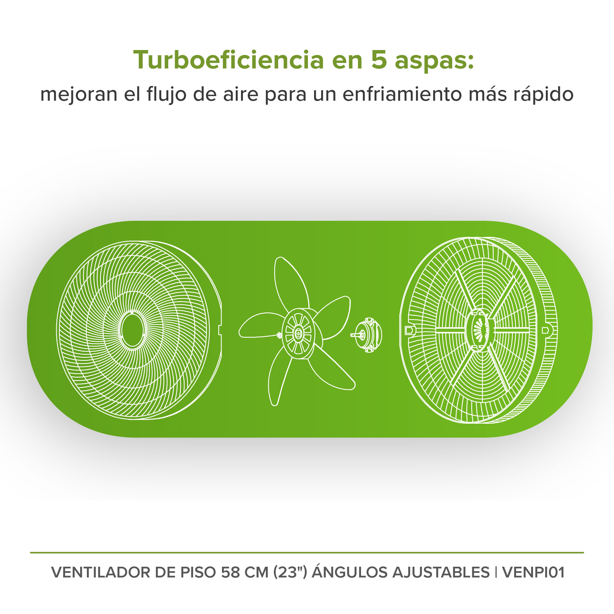  Ventilador De  Piso 23 Pulgadas Ángulos Ajustables 3 Velocidades Avera VENPI01