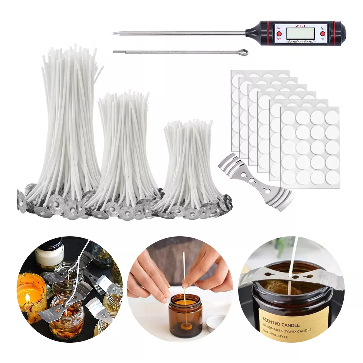 Juego 163pzs Insumos Pabilo Para Velas Con Termometro Digital