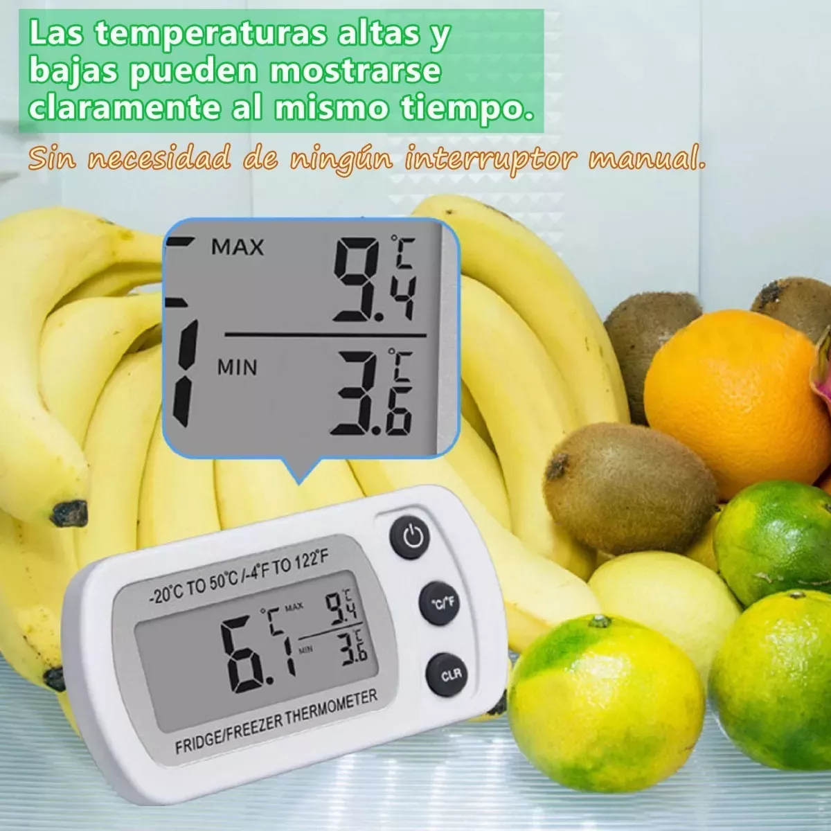 Par Termómetro Para Heladera Digitales Para Cocina 2 Piezas