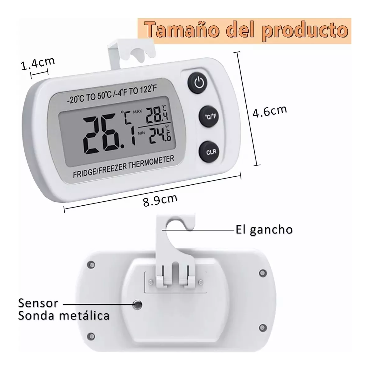 Par Termómetro Para Heladera Digitales Para Cocina 2 Piezas
