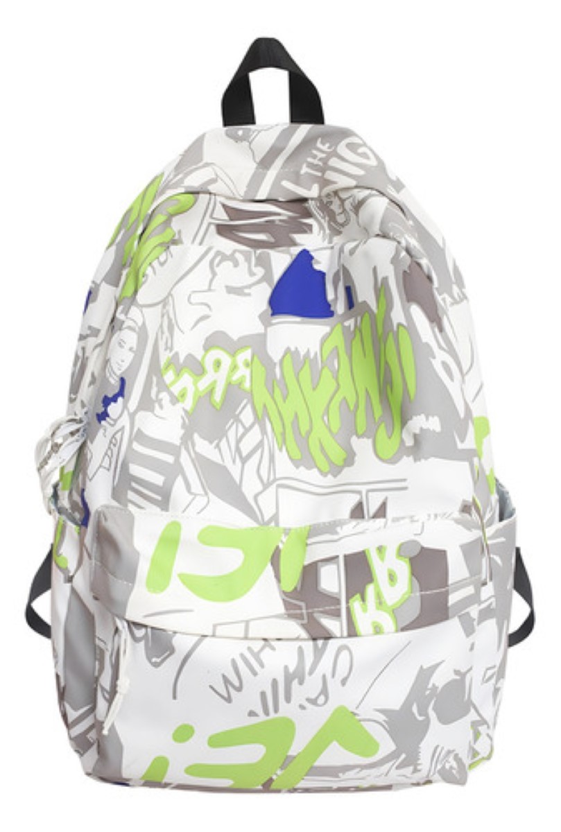 Mochilas Impermeables Escolares Blanco Grafiti gris