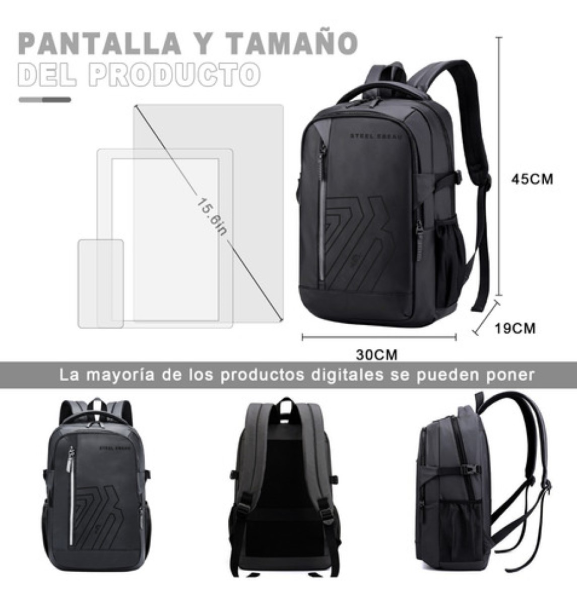 Mochilas Para Hombres Mochila Antirrobo Gris
