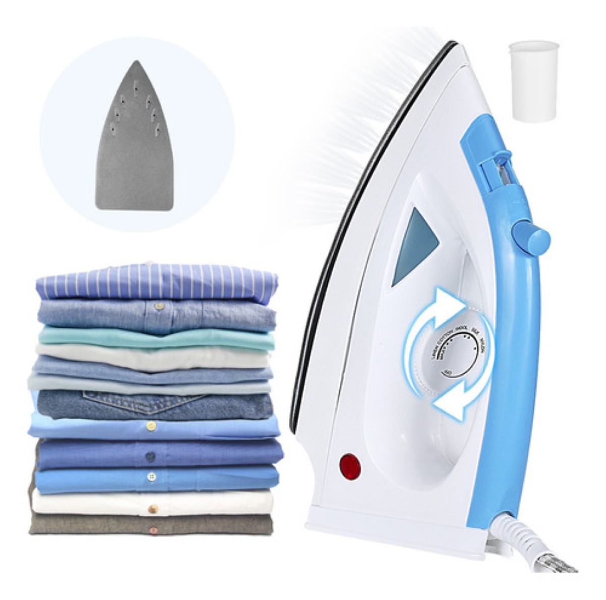 Plancha De Ropa Vapor Vertical Suela Antiadherente Ajustable Blanco/Azul
