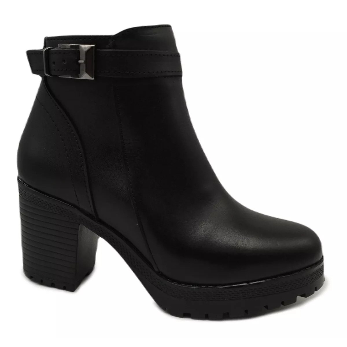 Botín Piel Tacón Ancho Mujer Vestir Oficina No Resbala 9014