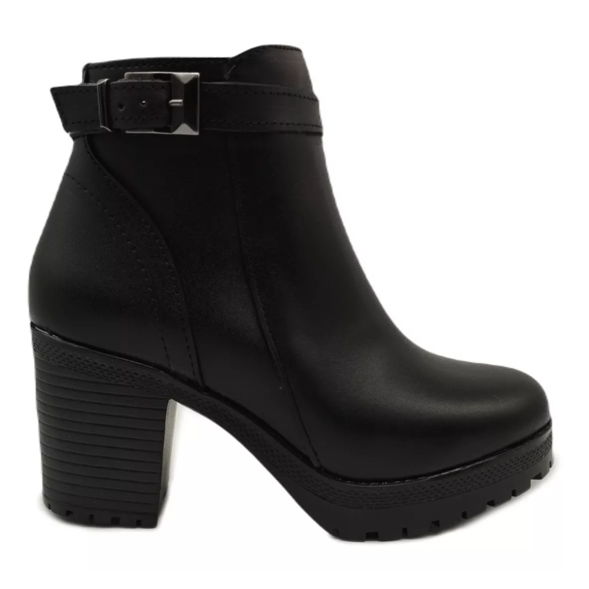 Botín Piel Tacón Ancho Mujer Vestir Oficina No Resbala 9014