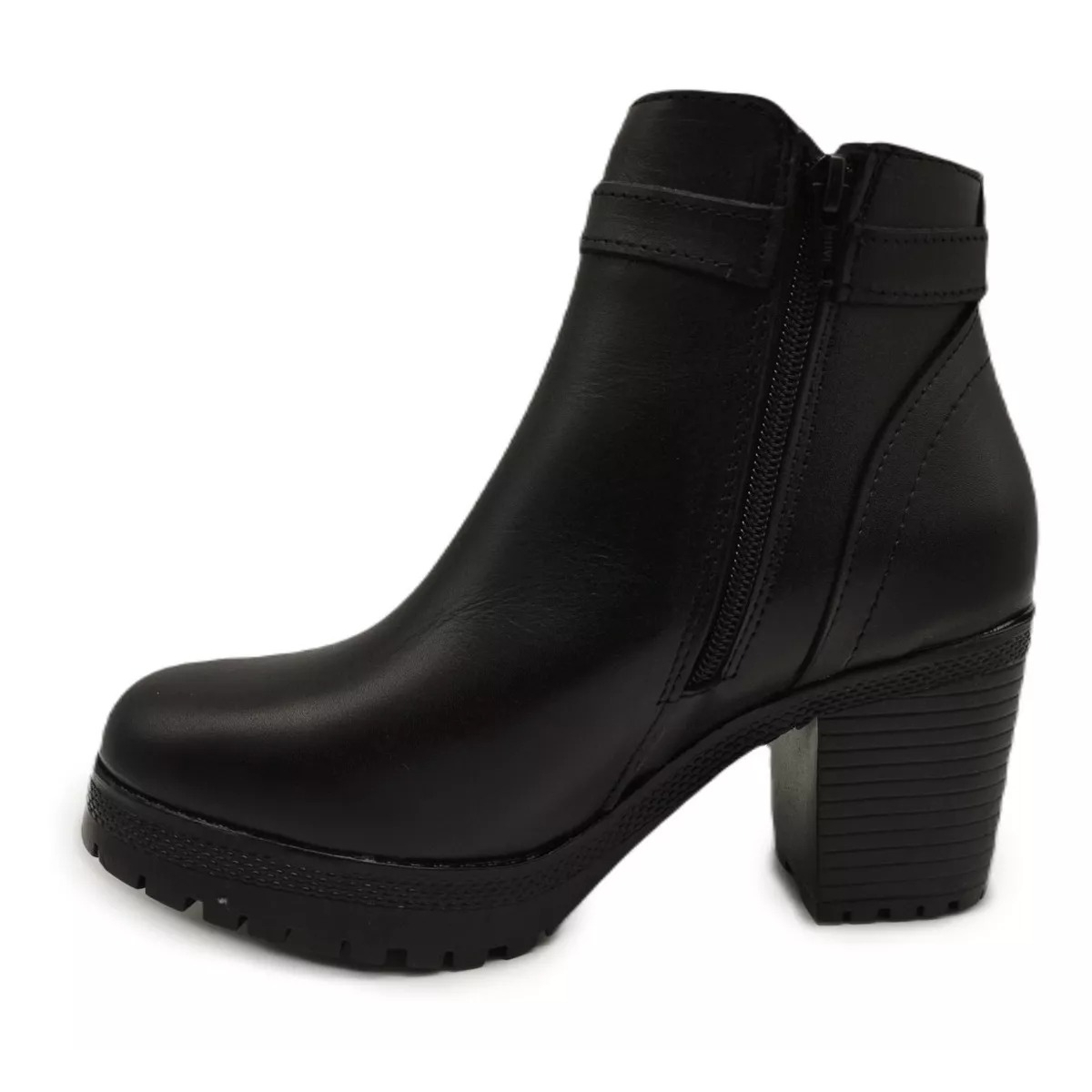 Botín Piel Tacón Ancho Mujer Vestir Oficina No Resbala 9014