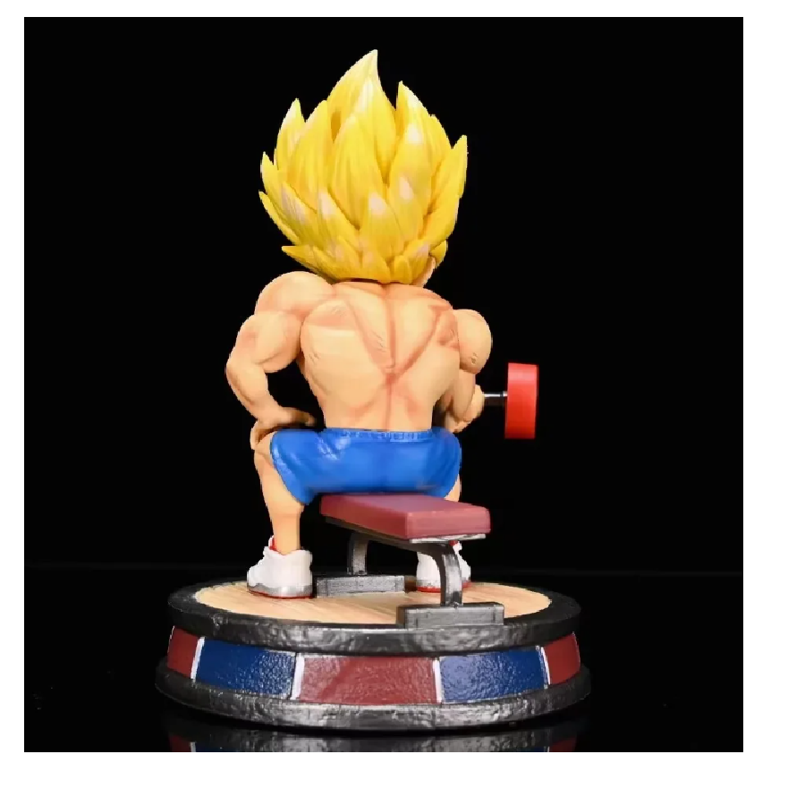 Figura Juguete Muñeco Goku SSJ con Mancuernas Dragon Ball Z 15 Cm Anime Con Caja