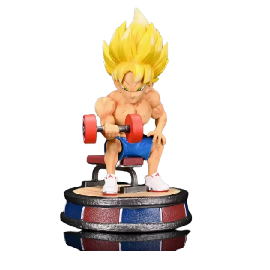 Figura Juguete Muñeco Goku SSJ con Mancuernas Dragon Ball Z 15 Cm Anime Con Caja