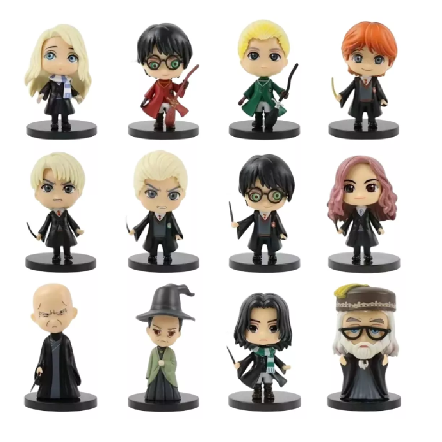Kit Set de 12 Piezas Figuras Juguetes Muñecos Harry Potter Hermione Ron Draco Snape Bumbledore Voldemort McGonagall