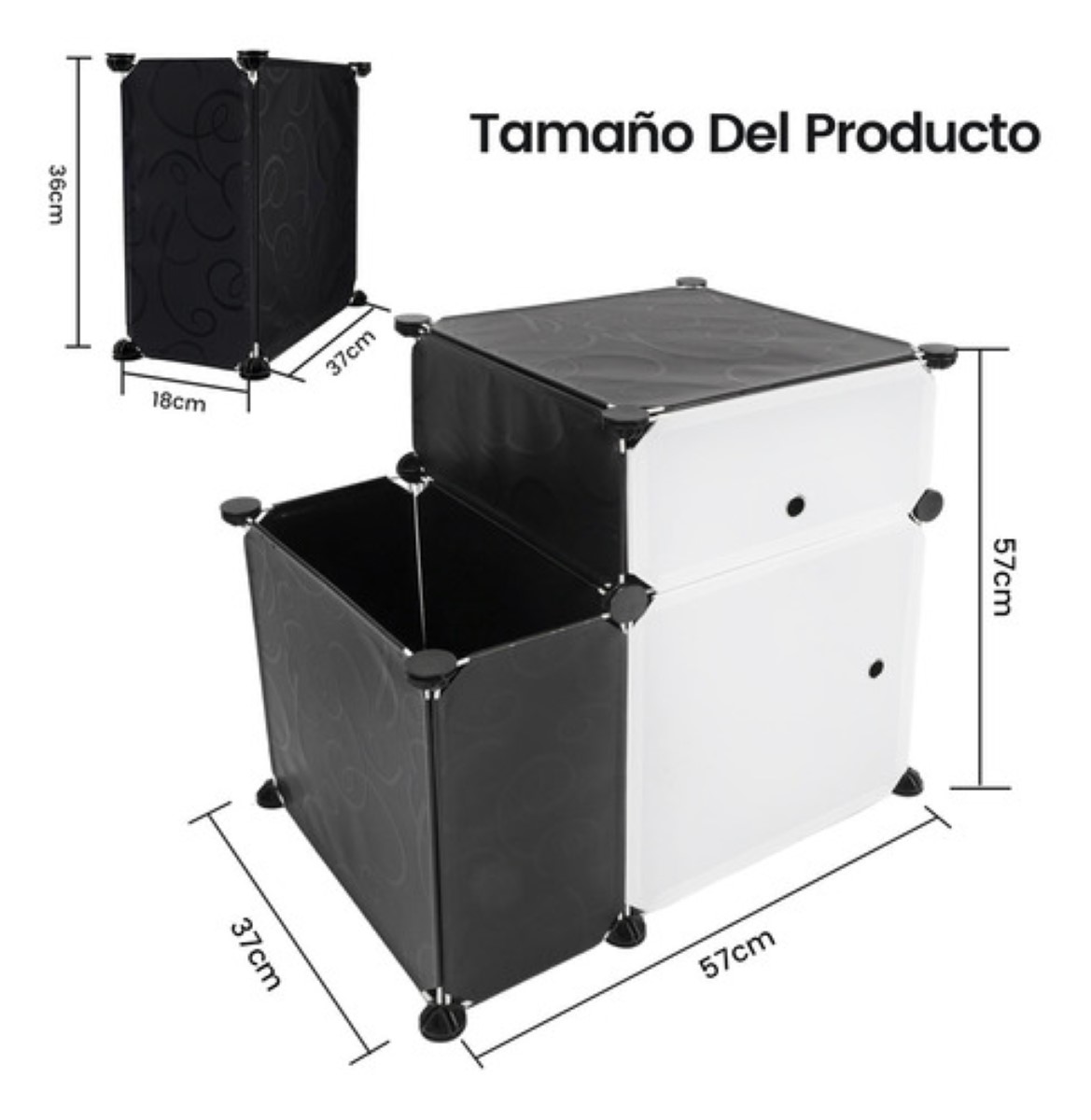 Buró De Cama Armario De Almacenamiento Con Cesto De Ropa Blanco