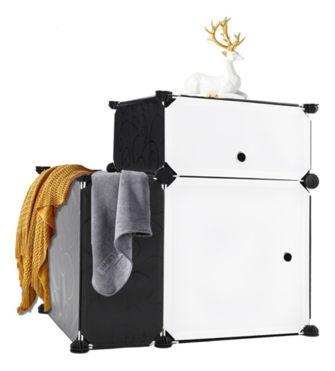 Buró De Cama Armario De Almacenamiento Con Cesto De Ropa Blanco