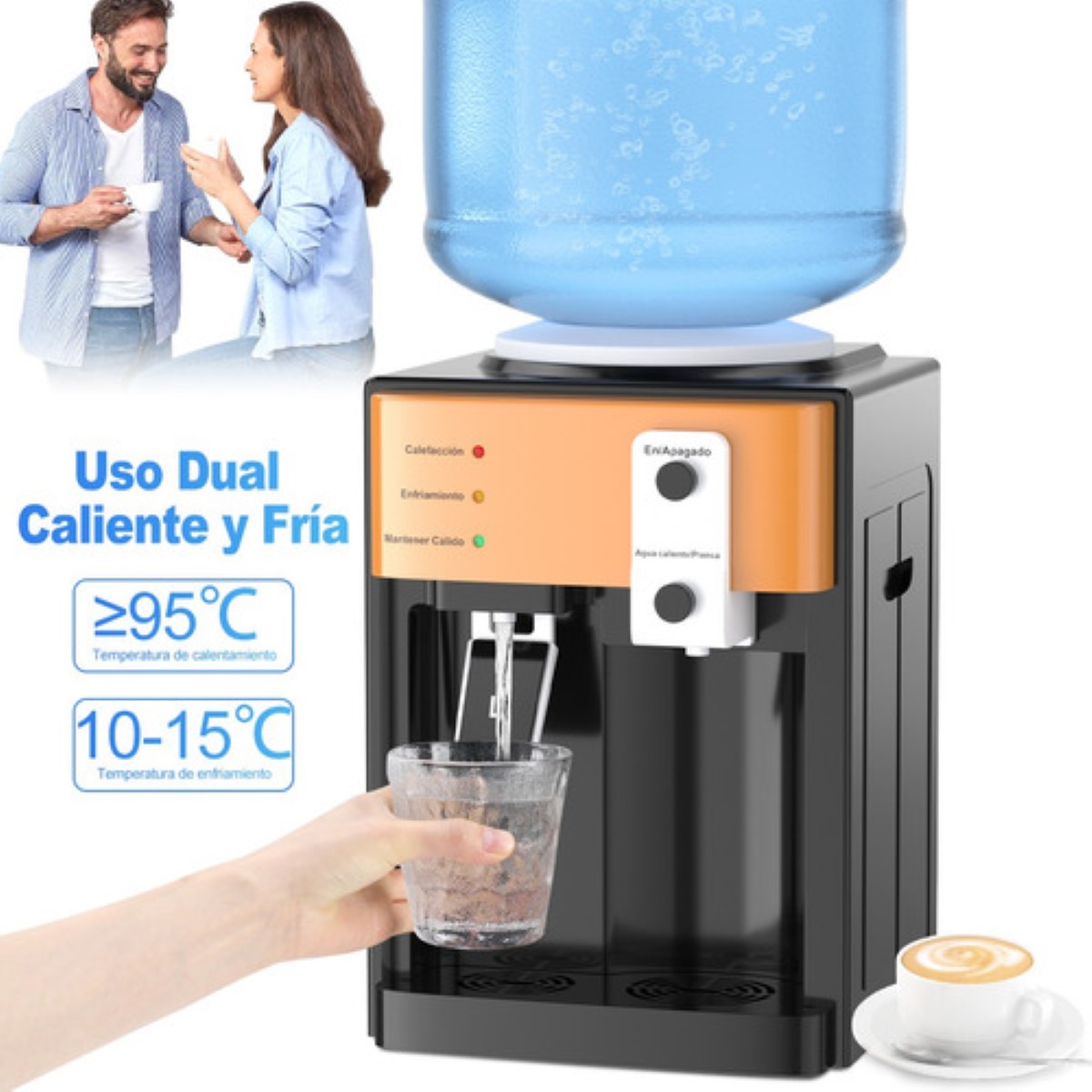 Enfriador Dispensador De Agua Fría Y Caliente Oficina Hogar Negro/Dorado