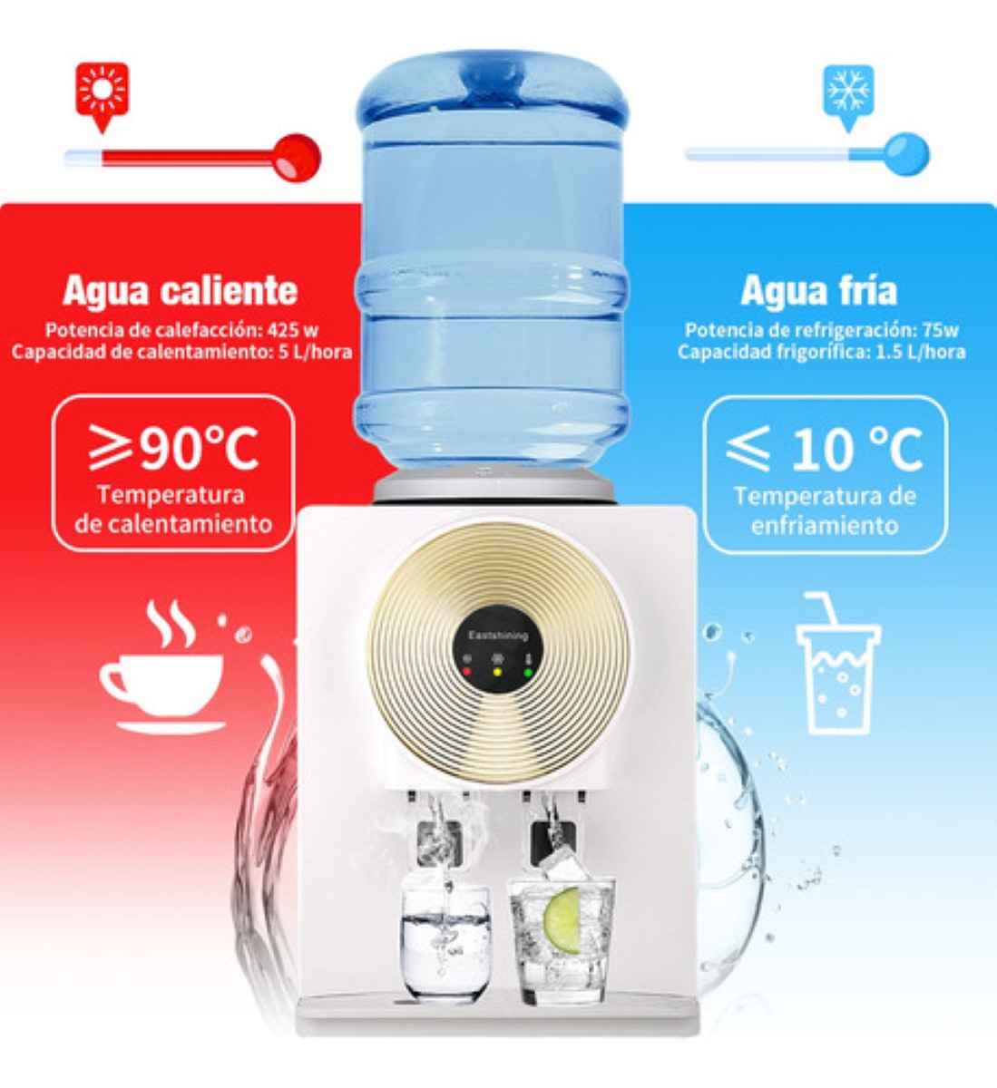 Enfriador Dispensador De Agua Fría Y Caliente Oficina Hogar Blanco