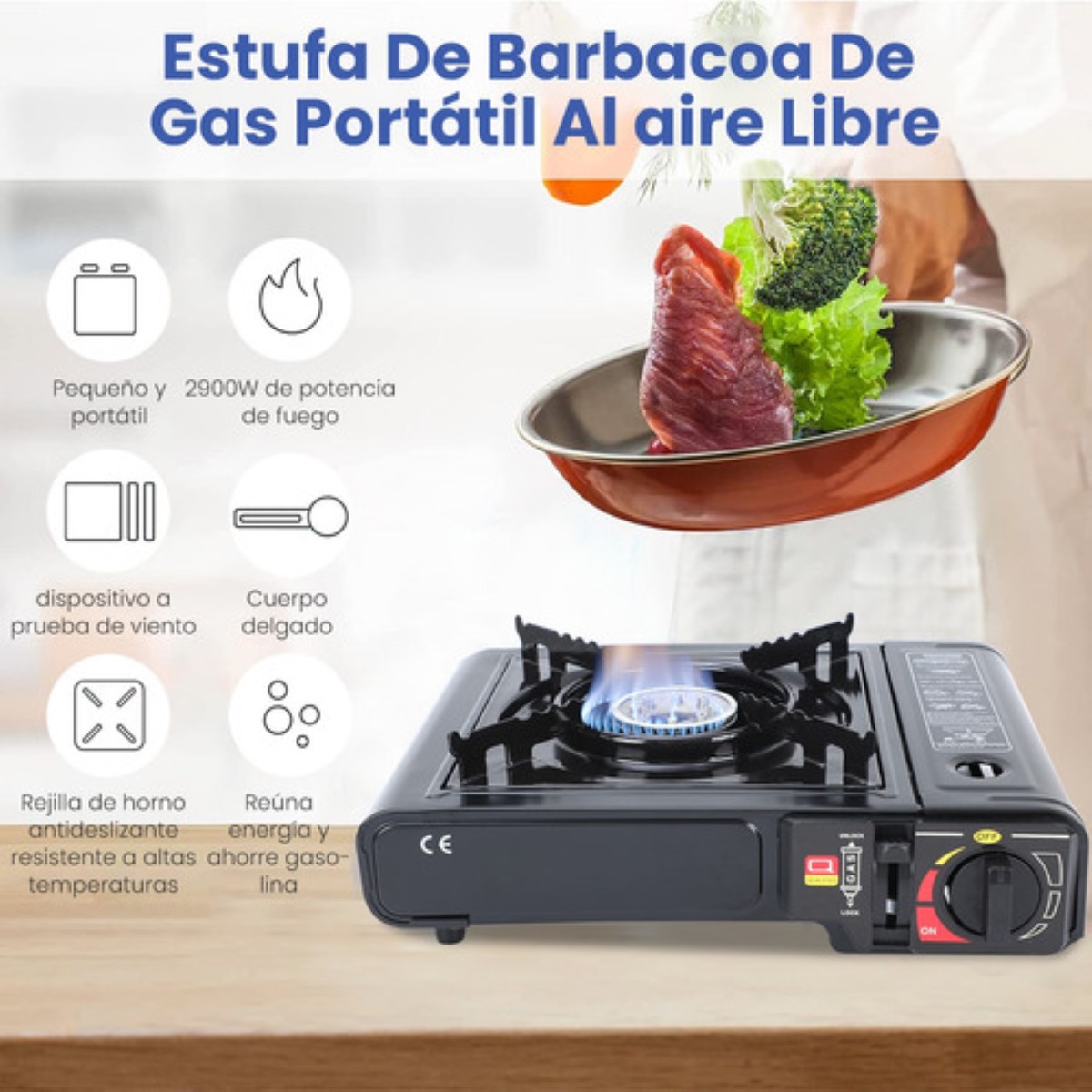 Estufilla Portátil Encendido Electrónico Para Camping Negro