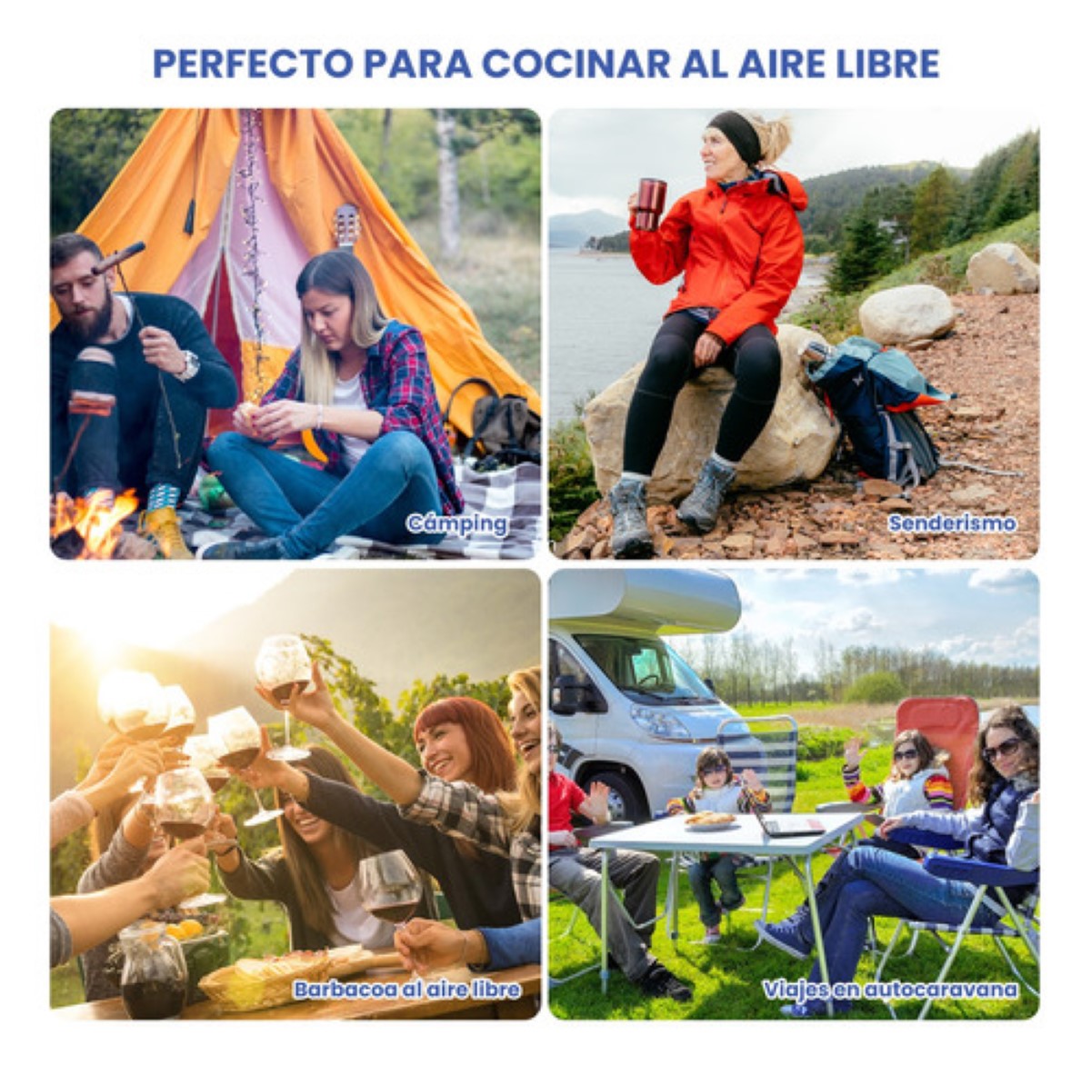 Estufilla Portátil Encendido Electrónico Para Camping Negro