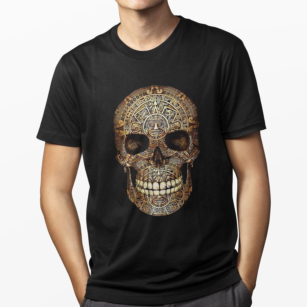 Playera - Calavera Calendario Azteca para Caballero