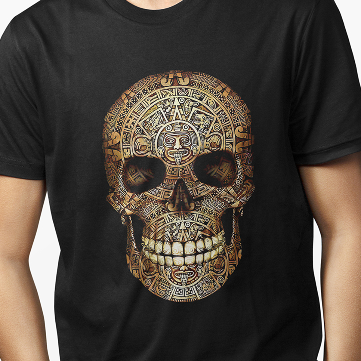 Playera - Calavera Calendario Azteca para Caballero