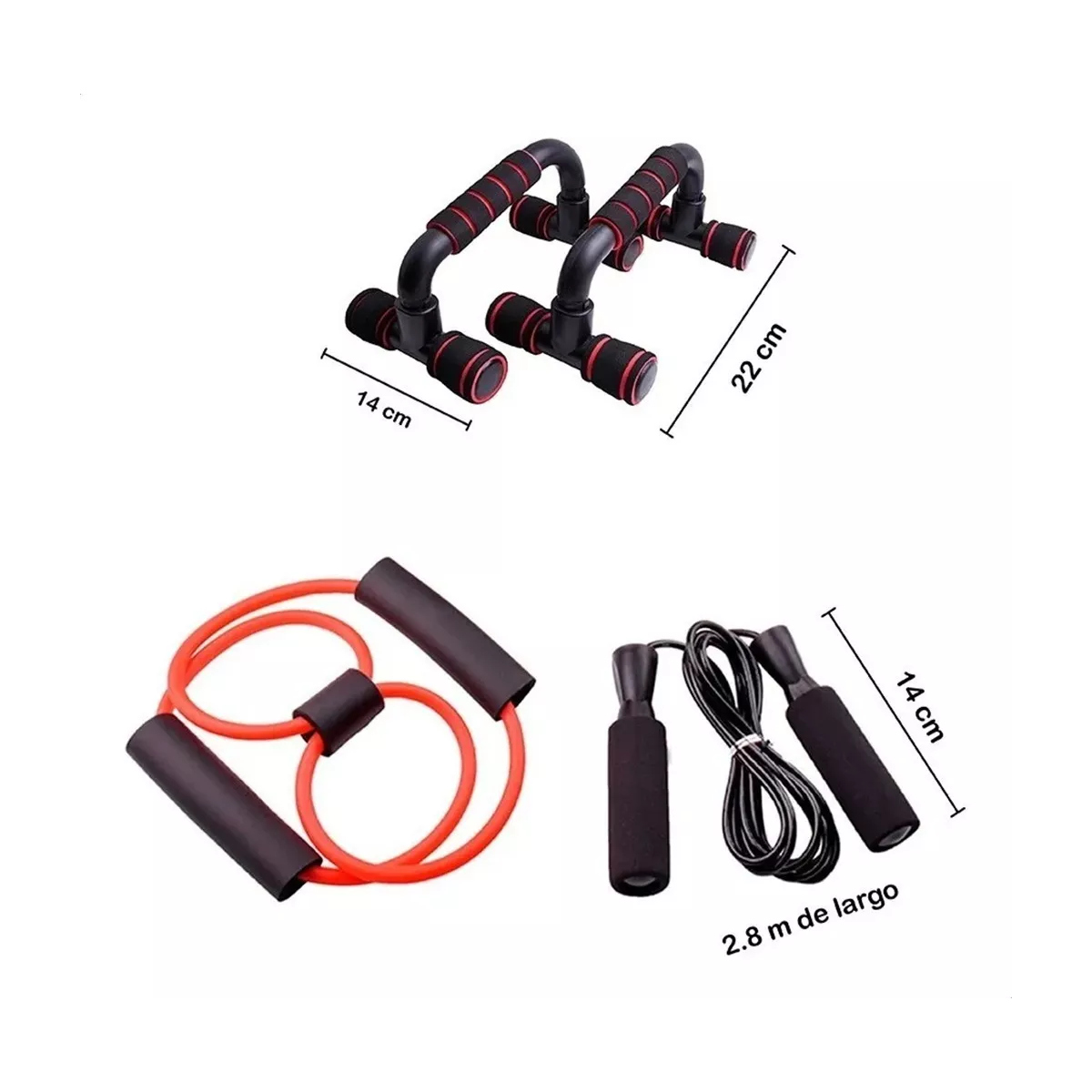 Kit 7 En 1 Rueda Abdominal Saltar ejercicio En Casa Rojo