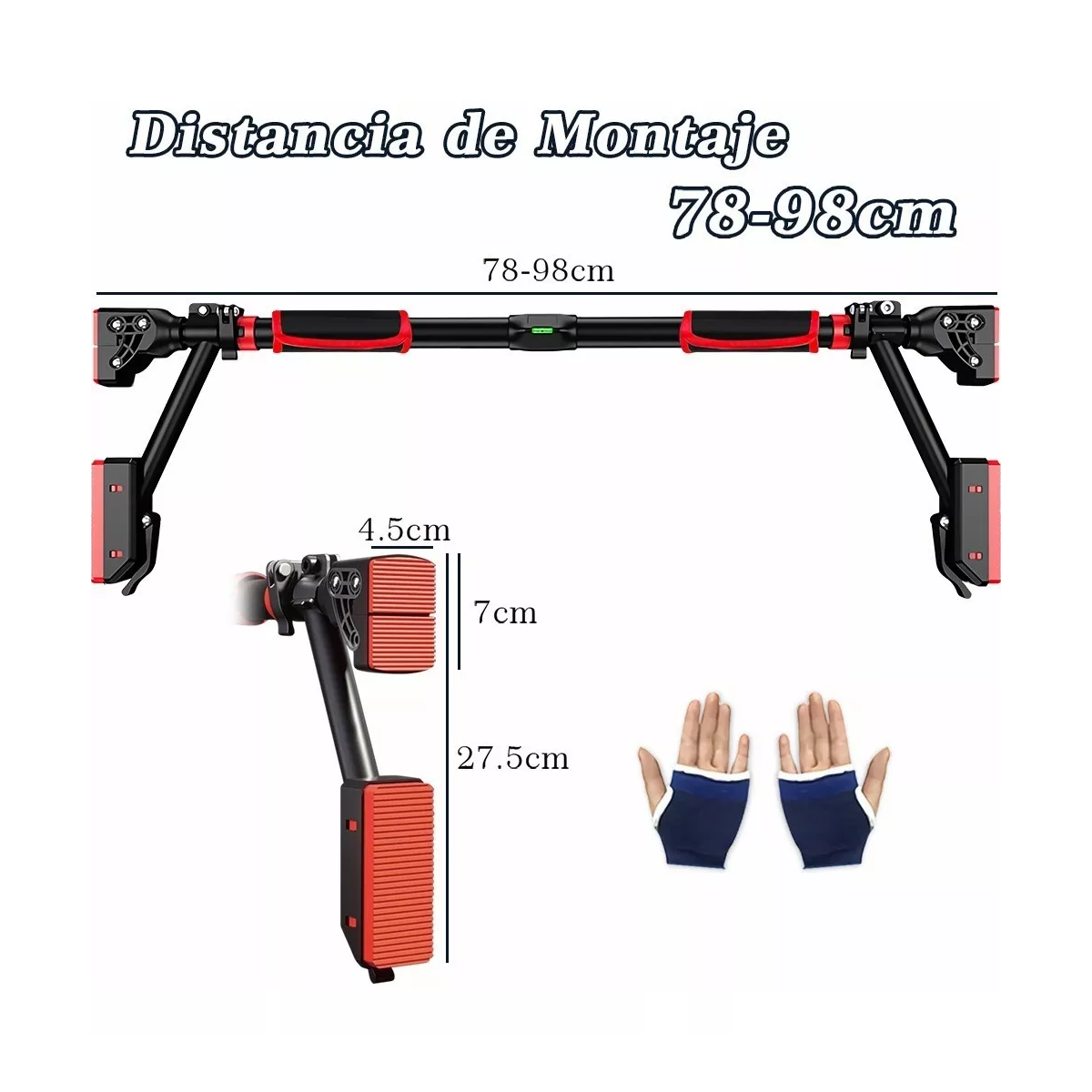 Barra Dominada De Puerta Pared Ajustable Abdominal Gym Casa