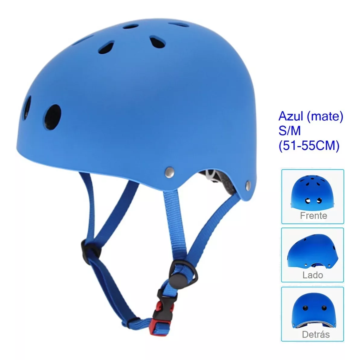 Casco De Bicicleta Patineta Para Niños Y Adultos Exterior Azul M-L