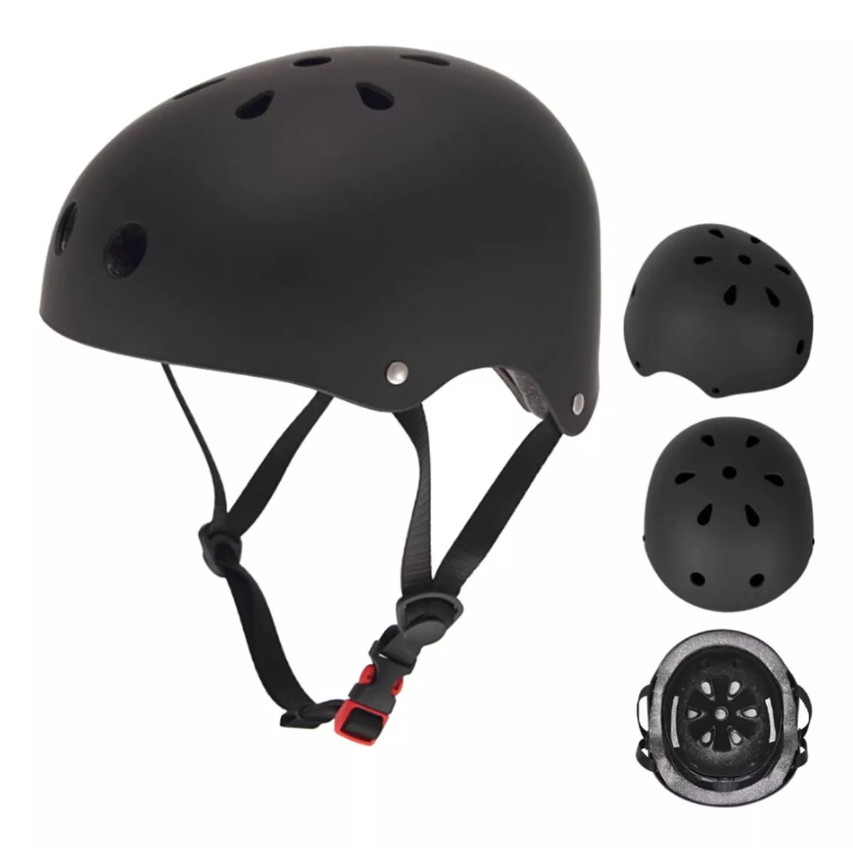 Casco De Bicicleta Patineta Para Niños Y Adultos Exterior Negro  M-L