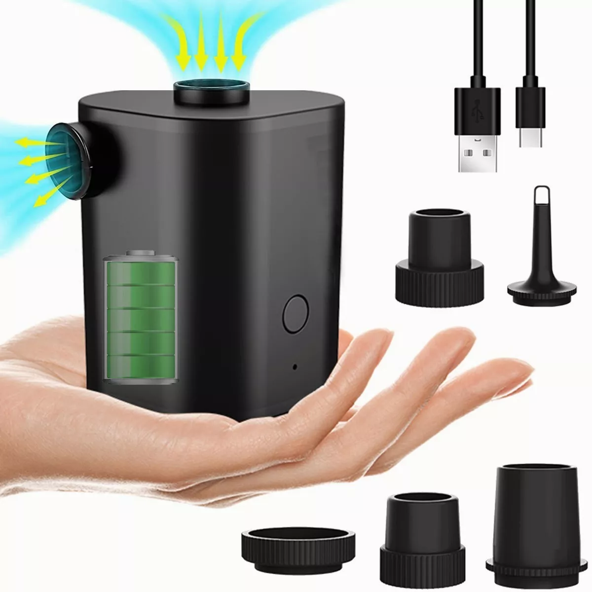 Inflador Eléctrico Para Colchón Inflable Y Piscina Negro
