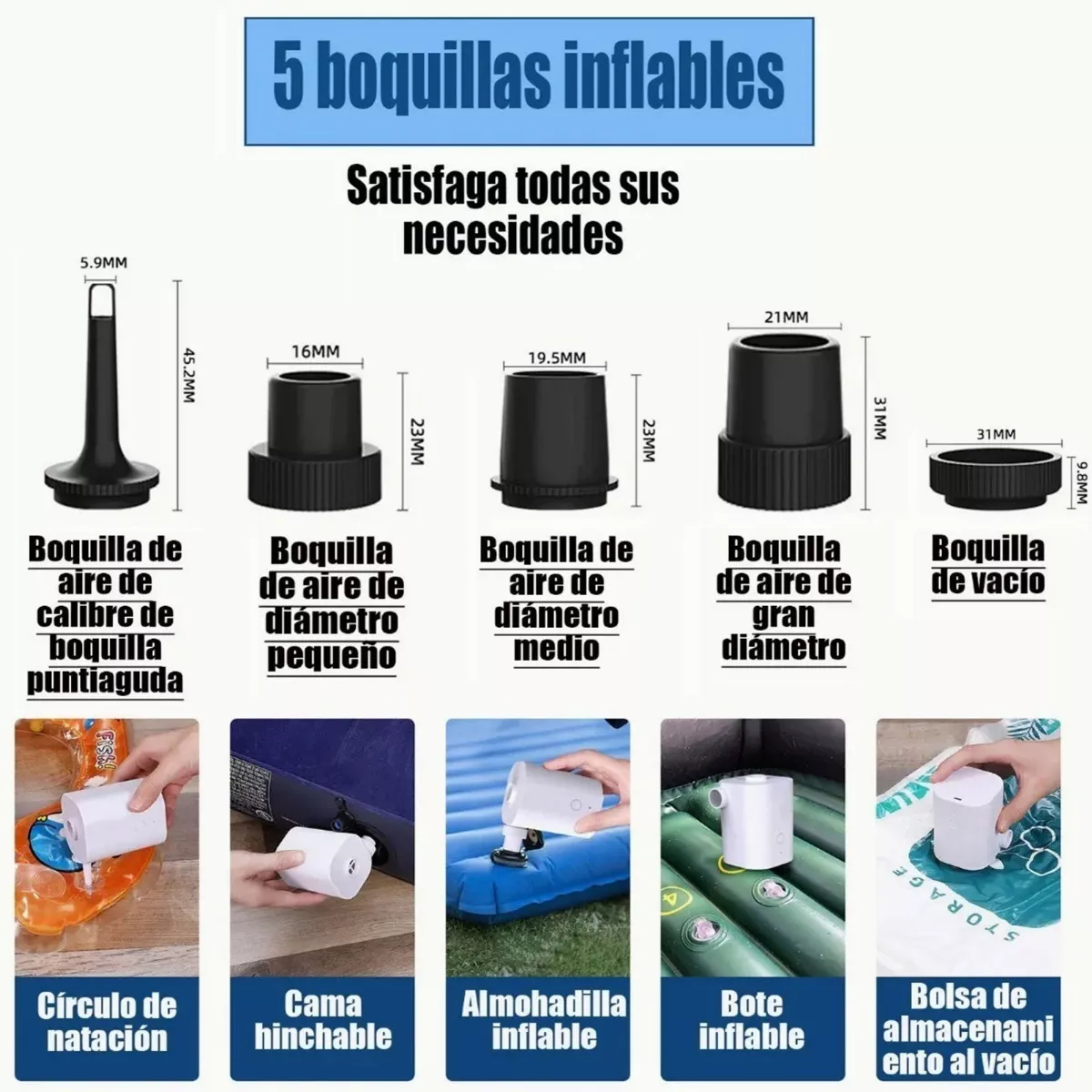 Inflador Eléctrico Para Colchón Inflable Y Piscina Negro