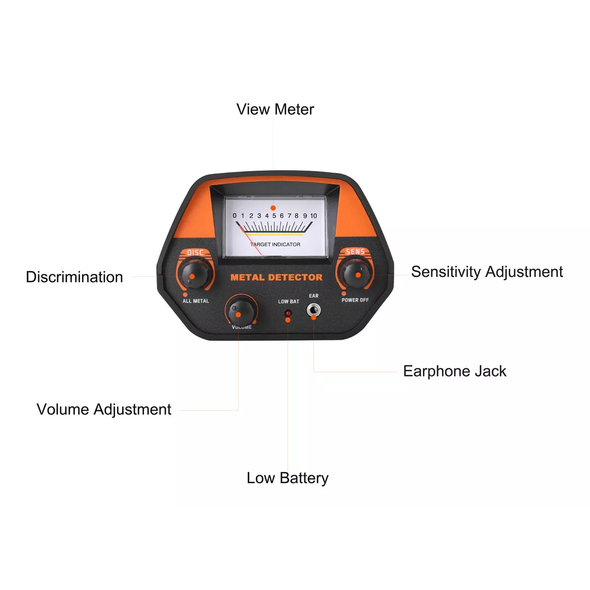 Detector De Metales Enterrado De Alta Sensibilidad Naranja