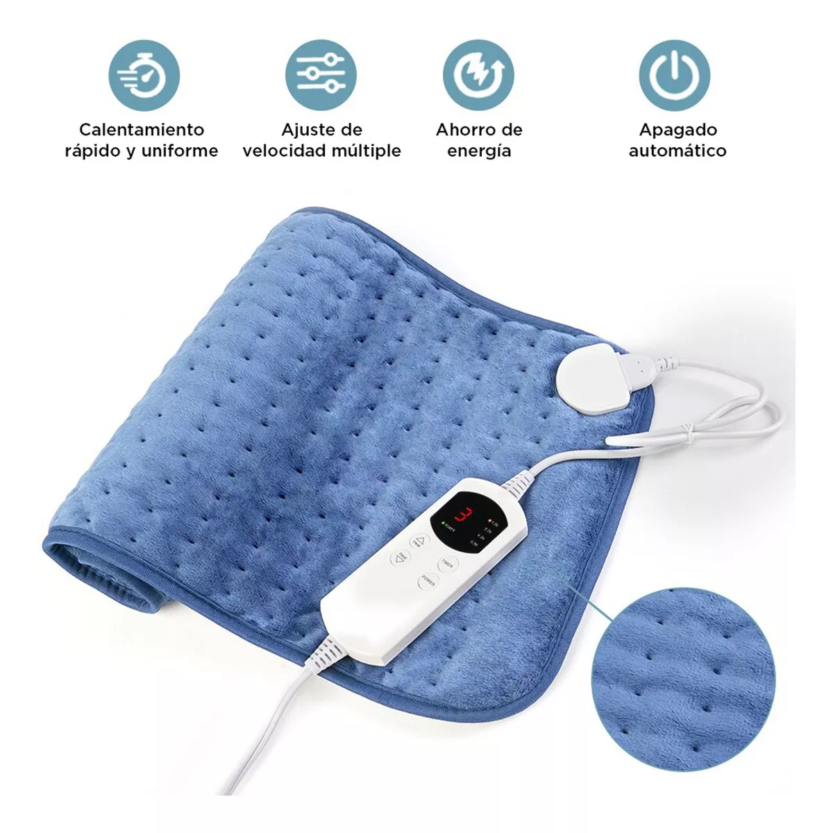 Almohadilla Eléctrica,cojin Electrico Terapia De Calor Azul