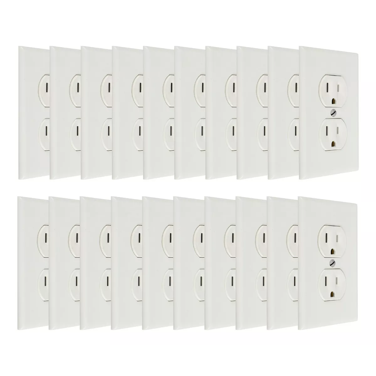 Set 20 Contactos Dúplex Con-x Con Tapa 125 V~ 15 A Blanco