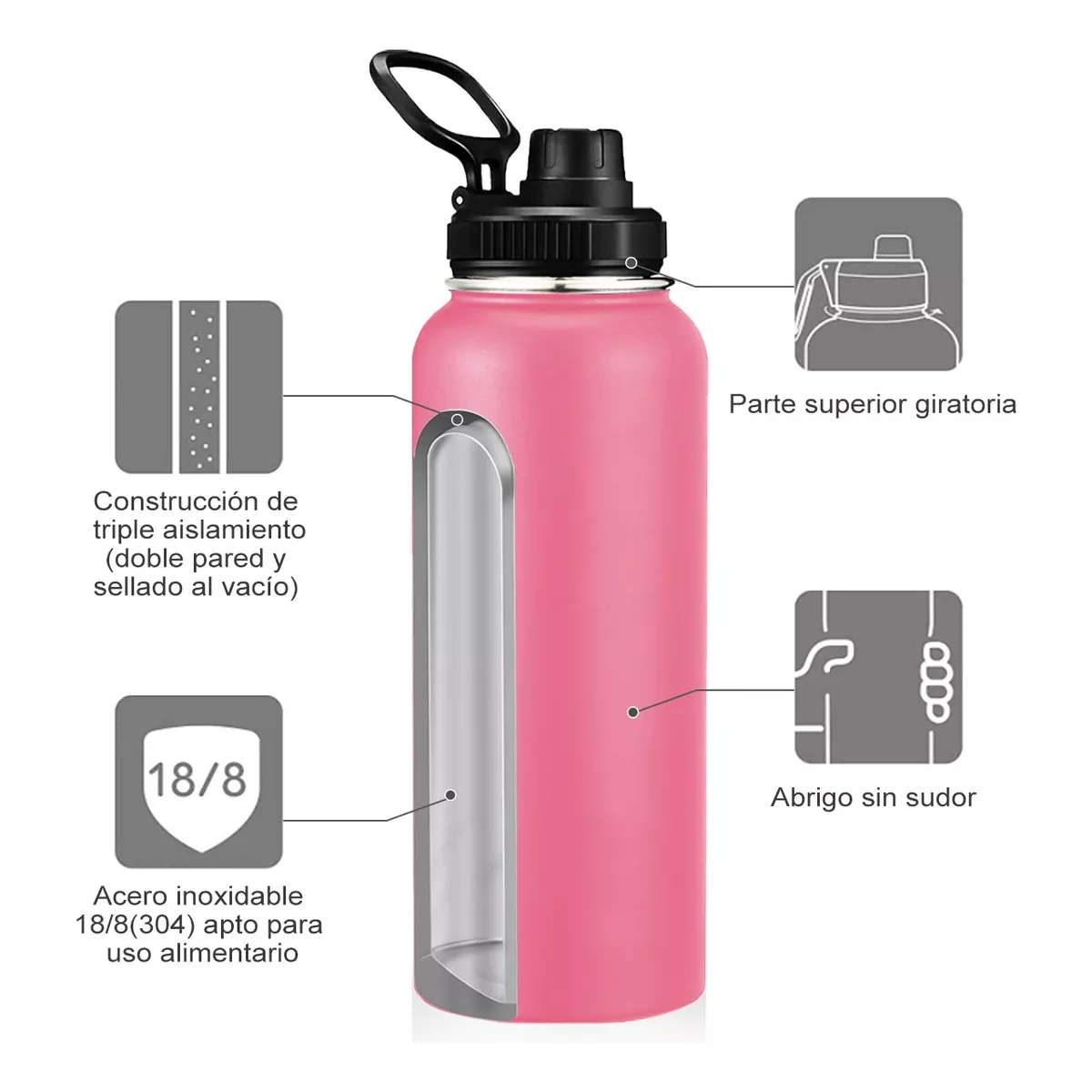 Termo Vaso-botella Acero Inoxidablecon Fría/caliente 40 Oz Carmesi