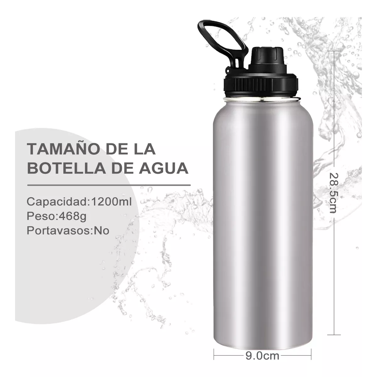 Termo Vaso-botella Acero Inoxidablecon Fría/caliente 40 Oz Plata