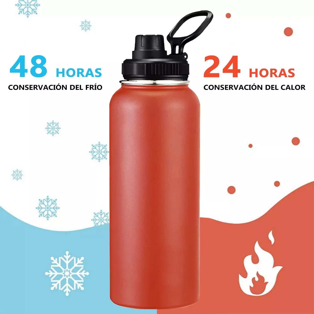 Termo Vaso-botella Acero Inoxidablecon Fría/caliente 40 Oz Rojo
