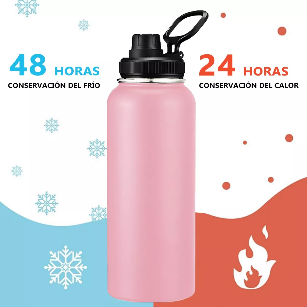 Termo Vaso-botella Acero Inoxidablecon Fría/caliente 40 Oz Rosa