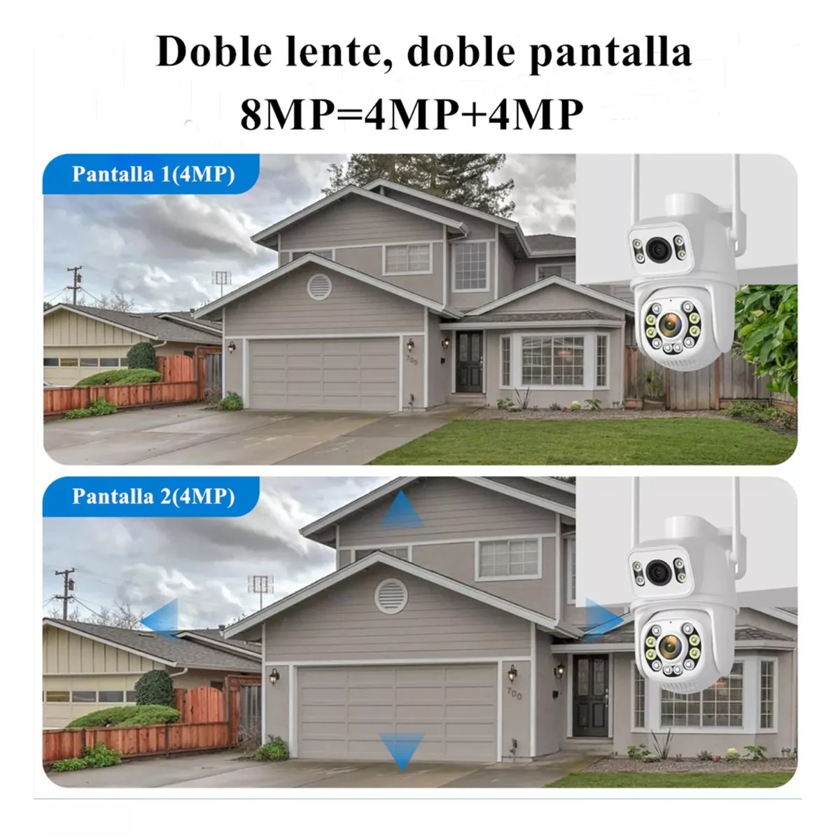 Cámara De Seguridad 8mp Wifi Exterior 360 Con Doble Lente Blanco