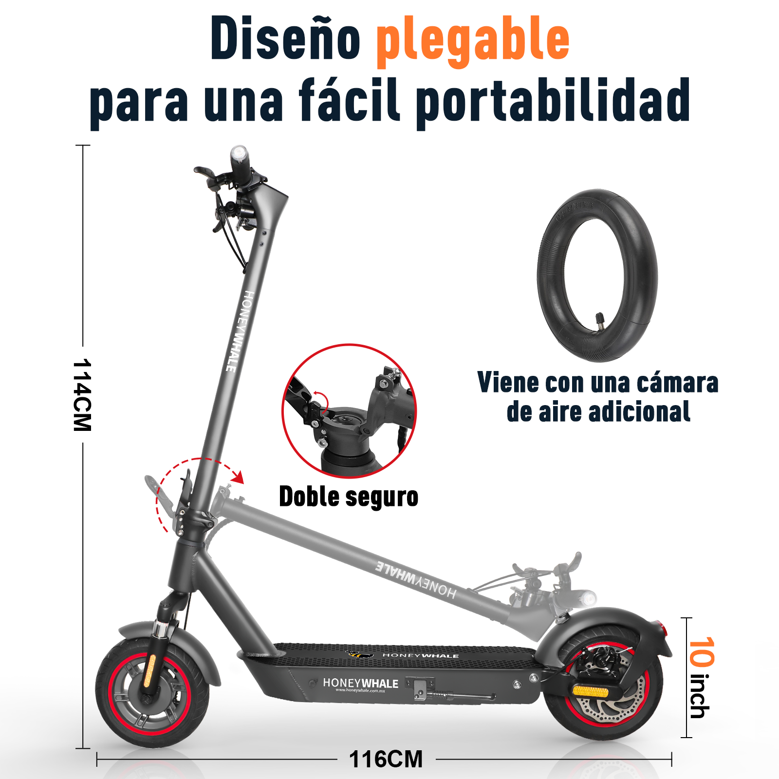 Scooter Eléctrico Honey Whale E9 MAX Negro.