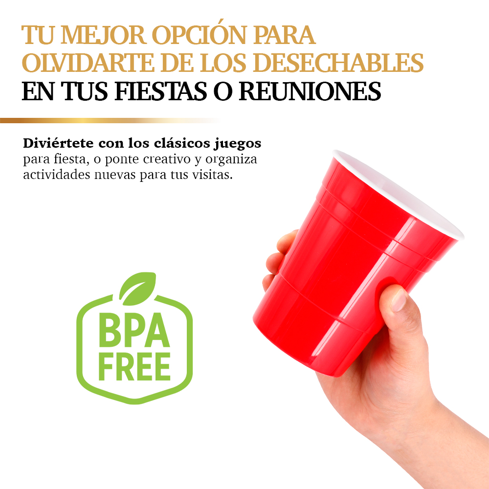 Vaso Fiesta de Plástico Rígido Reutilizable Ecológico 10 Piezas 530 ml