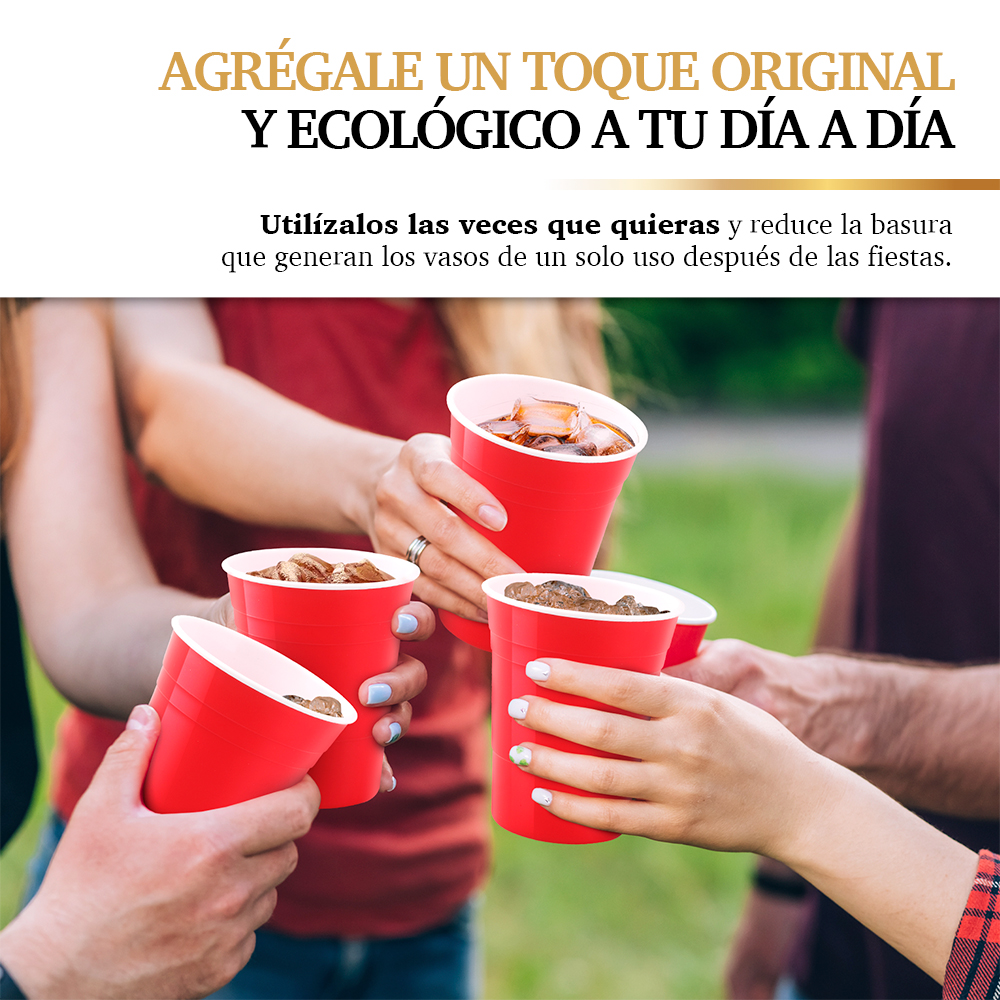 Vaso Fiesta de Plástico Rígido Reutilizable Ecológico 10 Piezas 530 ml