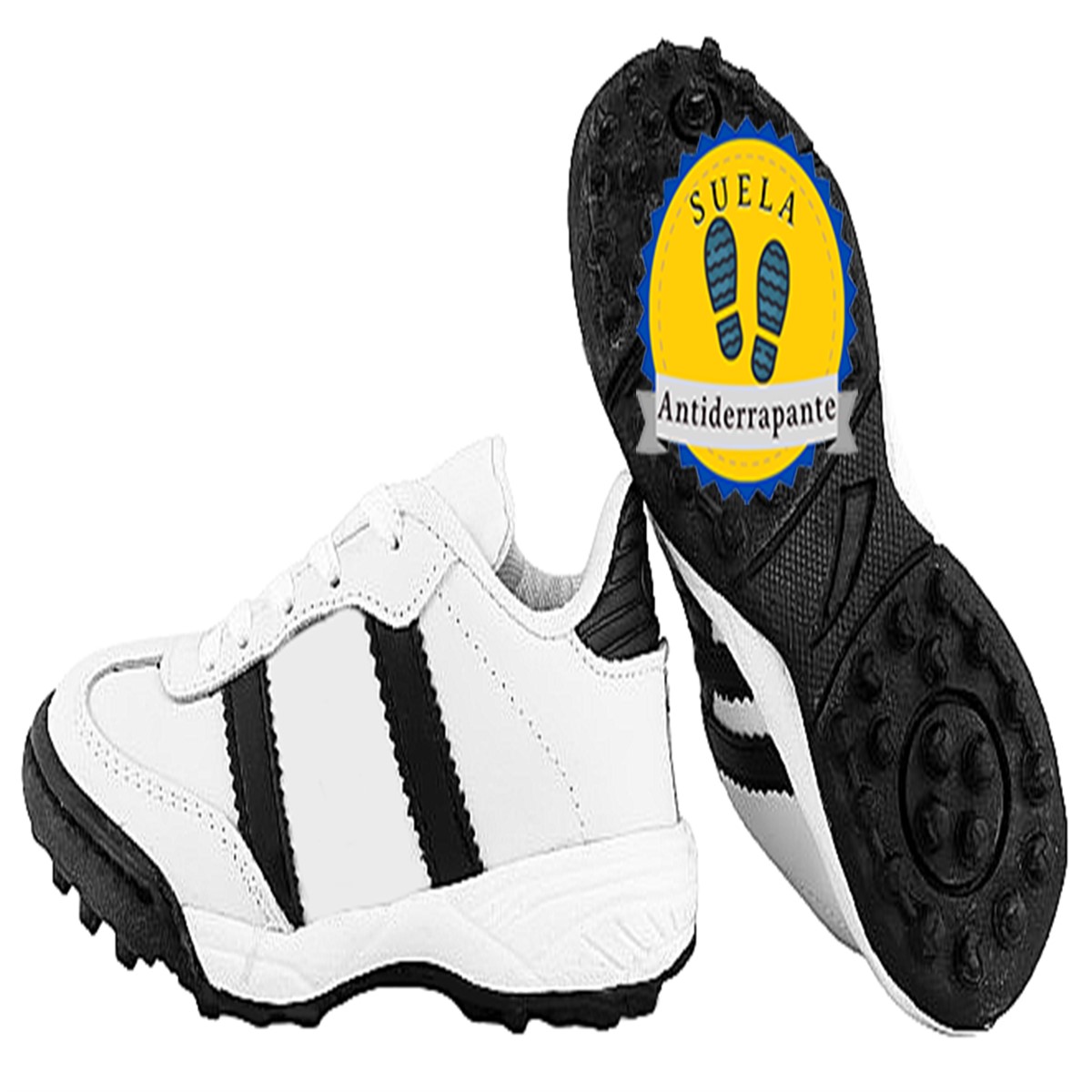 Tenis Fútbol Rápido 100% Piel Cosidos Multitacos FutSala Cómodos 212 Blanco