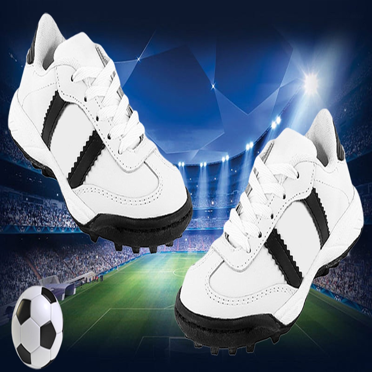 Tenis Fútbol Rápido 100% Piel Cosidos Multitacos FutSala Cómodos 212 Blanco