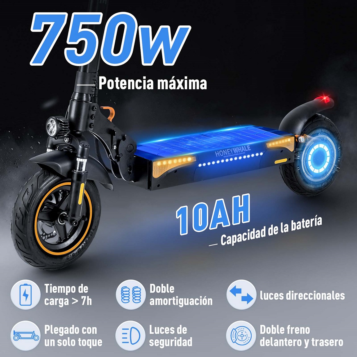 Scooter Eléctrico Honey Whale T4-A Negro