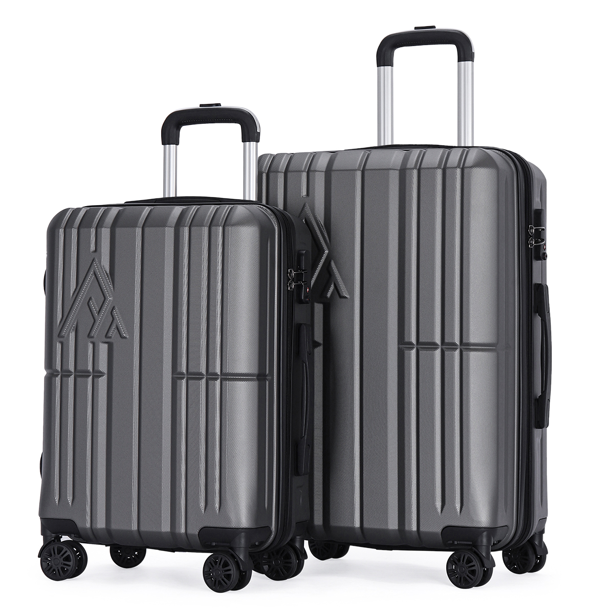 Maletas de viaje Rígidas set kit EASY PACK 2 piezas 24 con cierre expandible - 20 carry on de mano ABS doble calibre candado de alta seguridad TSA LOCK Armored Travel Ceniza