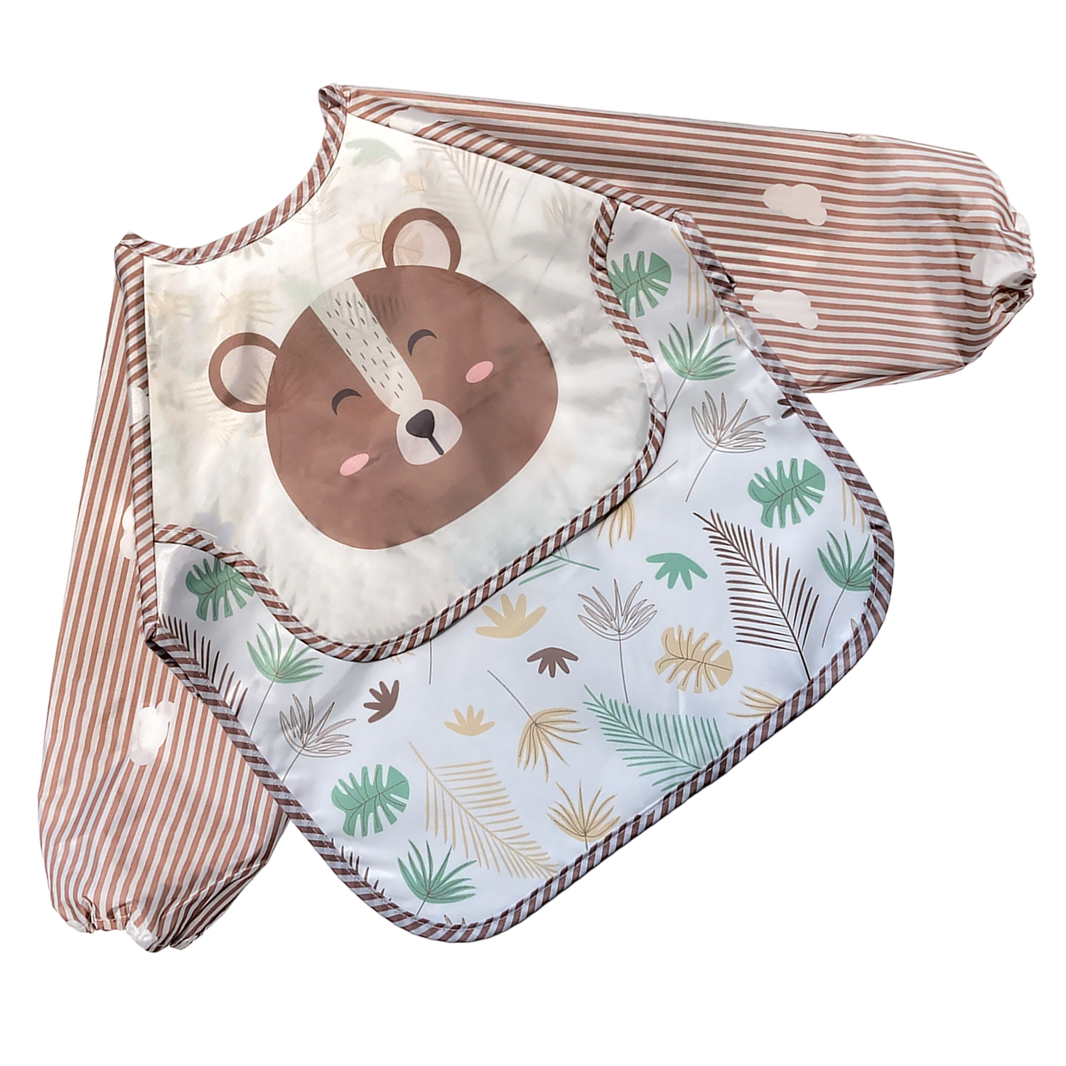 Set de 3 Baberos Impermeables Manga Larga Para Bebe Niño