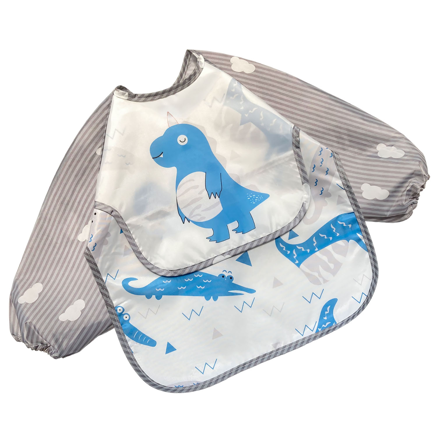 Set de 3 Baberos Impermeables Manga Larga Para Bebe Niño